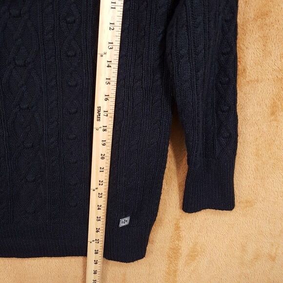TOMMY HILFIGER Sweater Womens Large Black Pullover Off The Shoulder Cableknit - Picture 7 of 8